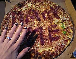 The Pizza Proposal with a diamond topping